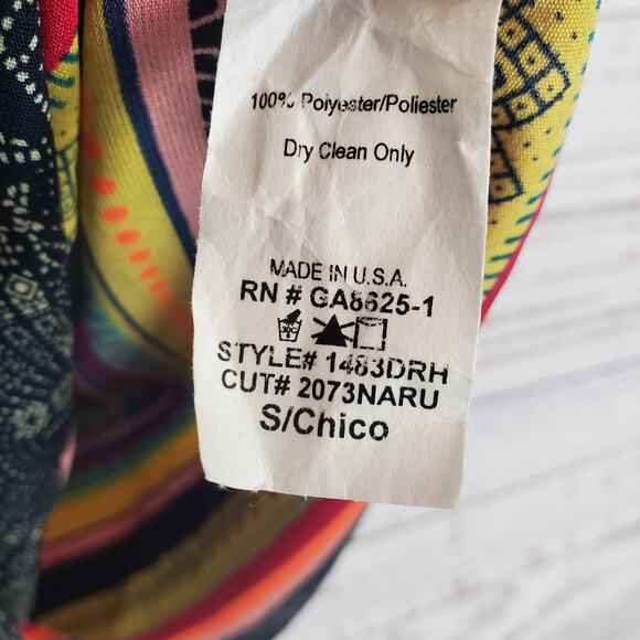 Renee C Layer Tiered Sleeveless Dress S Boho Geometric Rainbow Stripe Print NWT - Picture 8 of 14